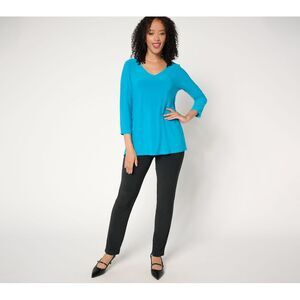 Women Control Women's Petite Set PM Knit Top & Pant Blue